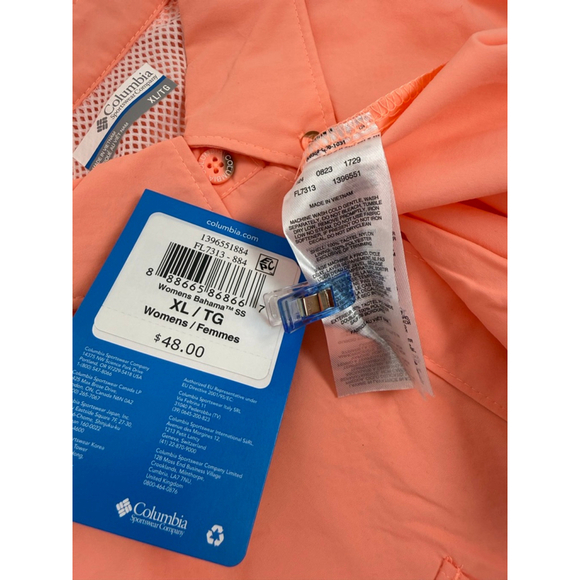 Women's Columbia PFG Bahama Short Sleeve Shirt Pink XL/TG - Picture 5 of 8